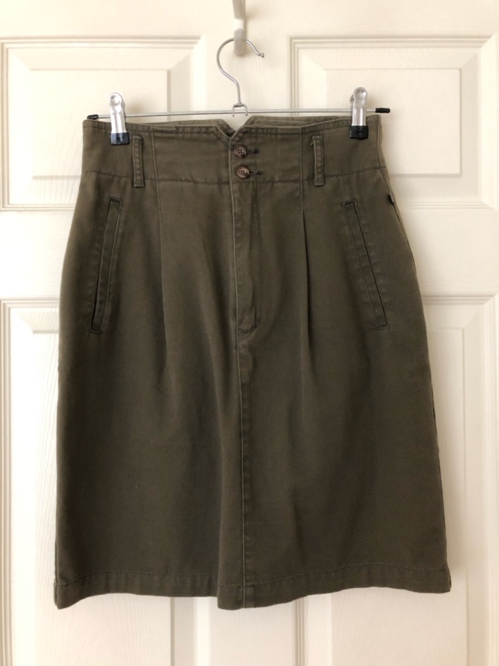 Esprit Vintage Army Green Cotton Twill Pencil Skirt Size 9/10